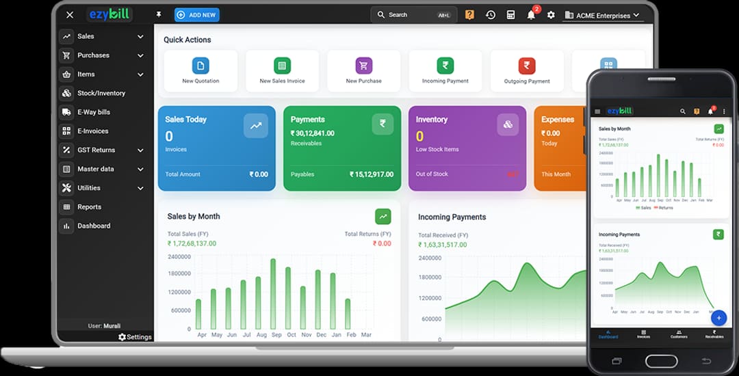 EzyBill dashboard preview